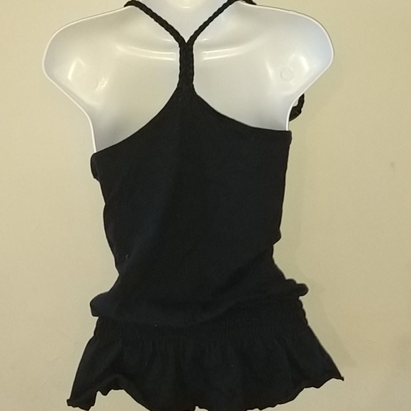 Black boho tank with ruffle bottom - Picture 6 of 7